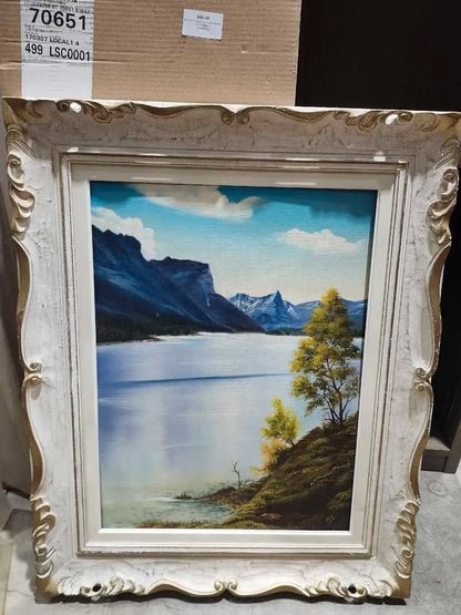 Framed Original Lake Oil Painting