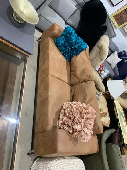 Modern Brown Faux Suede Sofa