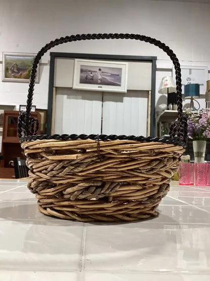 Wicker Basket with Decorative wire handle