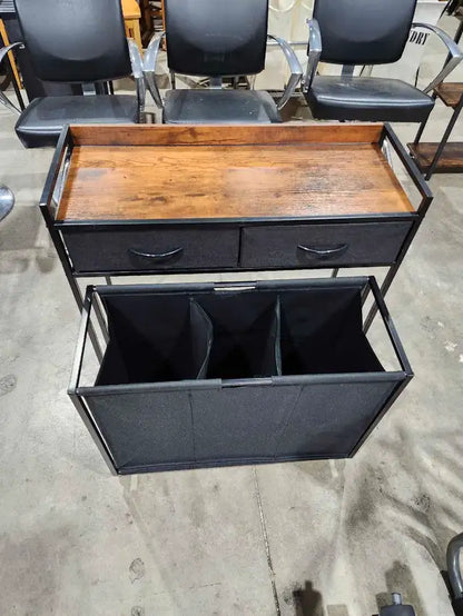 Rolling Laundry Sorter Cart with Wood Top