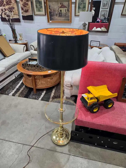 Vintage Gold Lamp with Glass Table