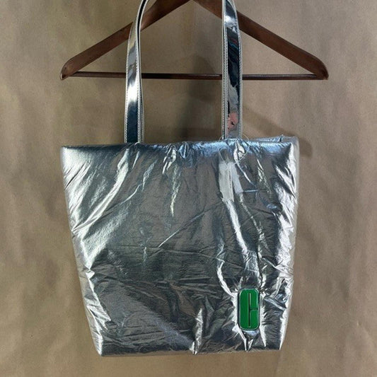 Clinique Silver Tote with Green Logo