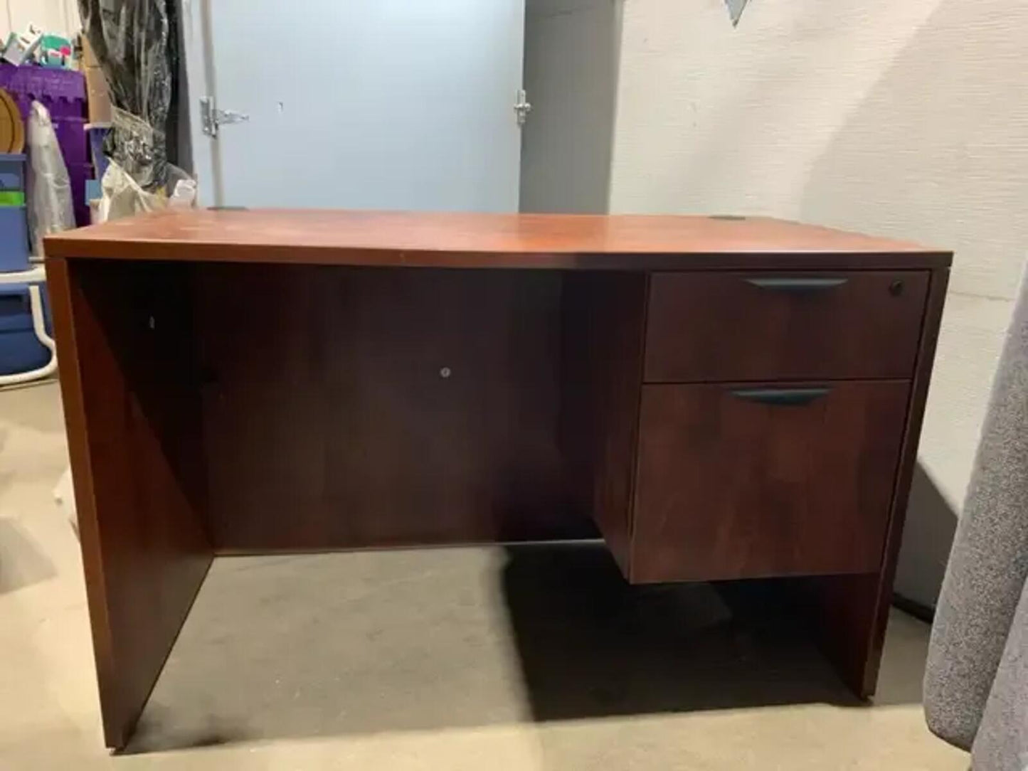 Mahogany Effect Filing Desk - with keys