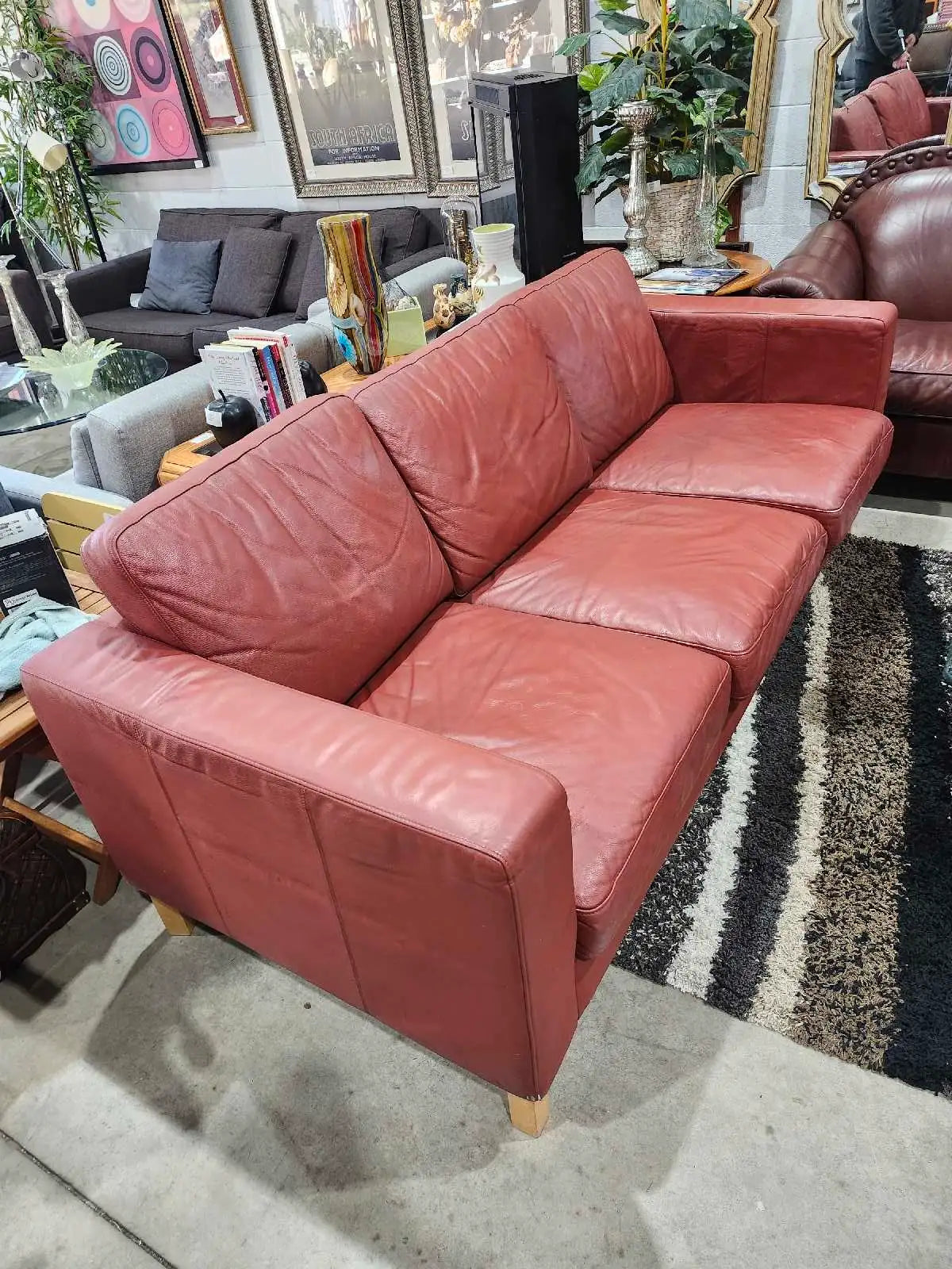 Vintage 100% Leather Ikea Karlanda Sofa