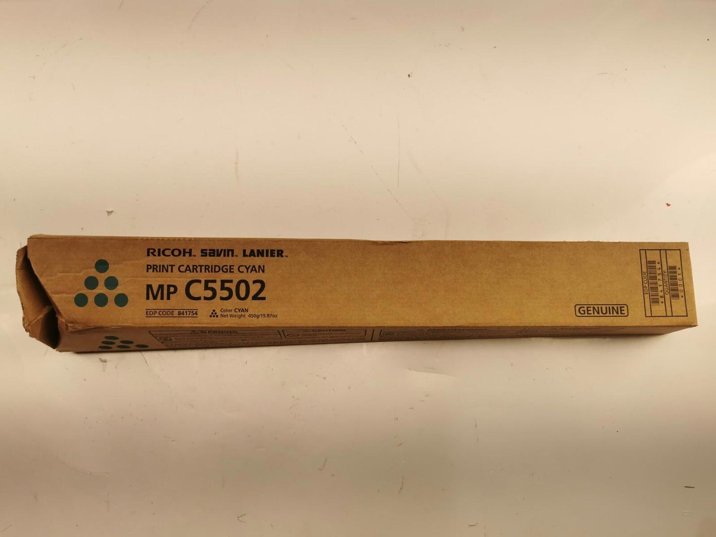 Ricoh print cartridge Cyan MP C5502, EDP Code 841754.
