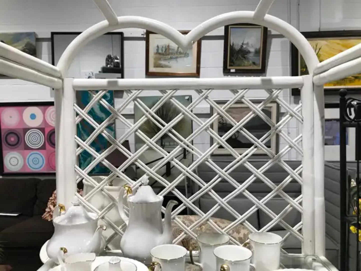 Rattan and Glass Shelf Unit Large