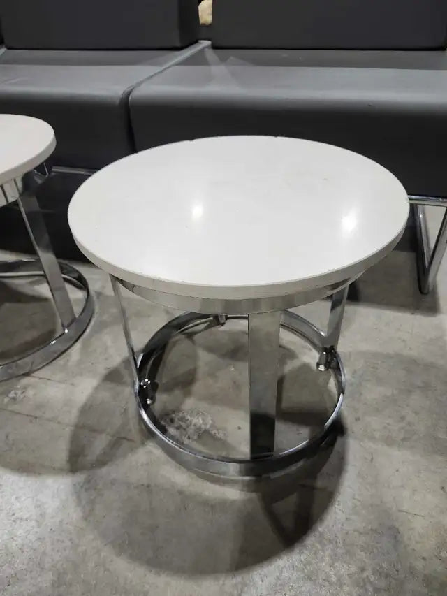 Round Stone Top/Chrome Side Tables - 5 available