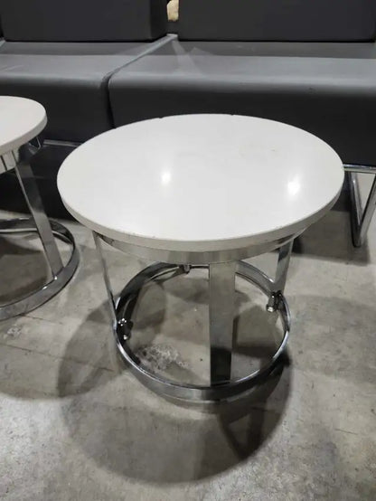 Round Stone Top/Chrome Side Tables - 5 available