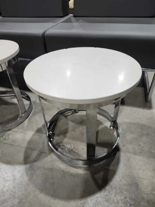 Round Stone Top/Chrome Side Tables - 14 available