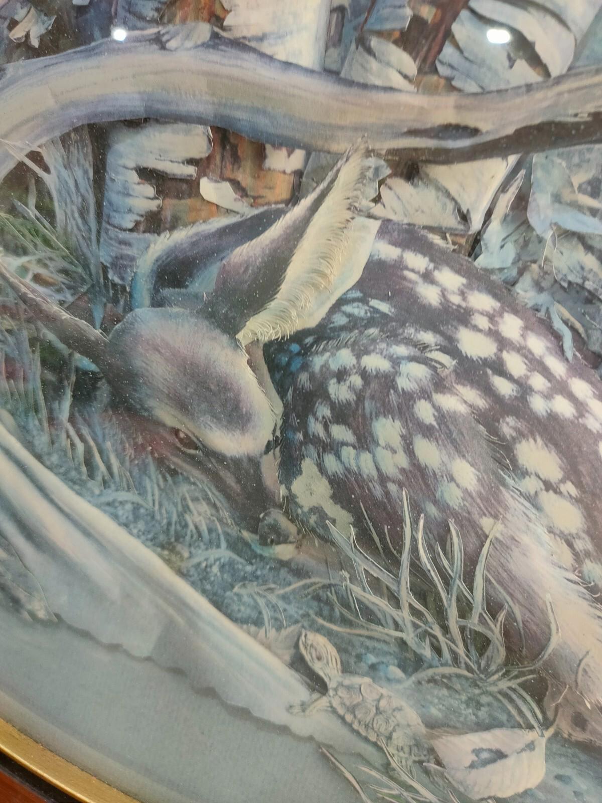 Diorama vintage en papier découpé des années 1970 représentant un faon dans les bois, par Harry J. Moeller