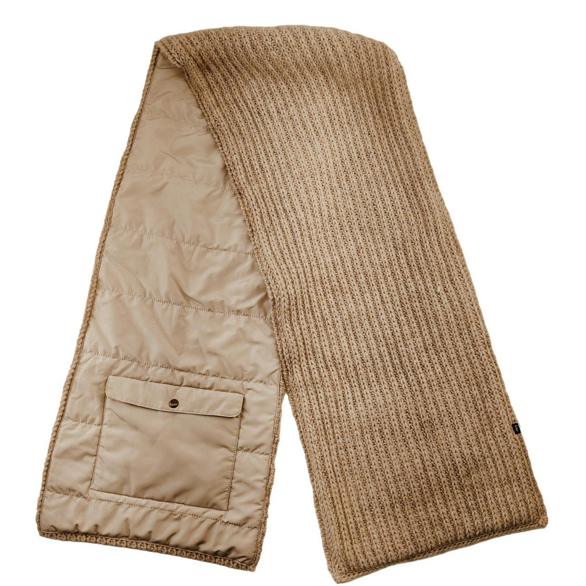 Écharpe réversible beige NWT en maille et matelassée, avec poches