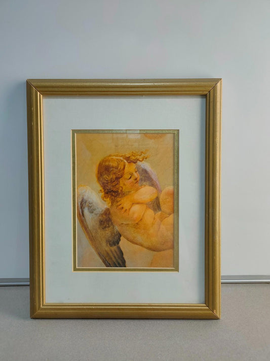 Vintage Cherub Angel Print Framed