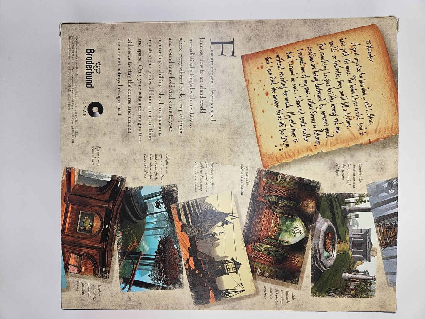 MYST: Surrealistic Adventure 1993 PC Big Box *Box and Inserts Only*