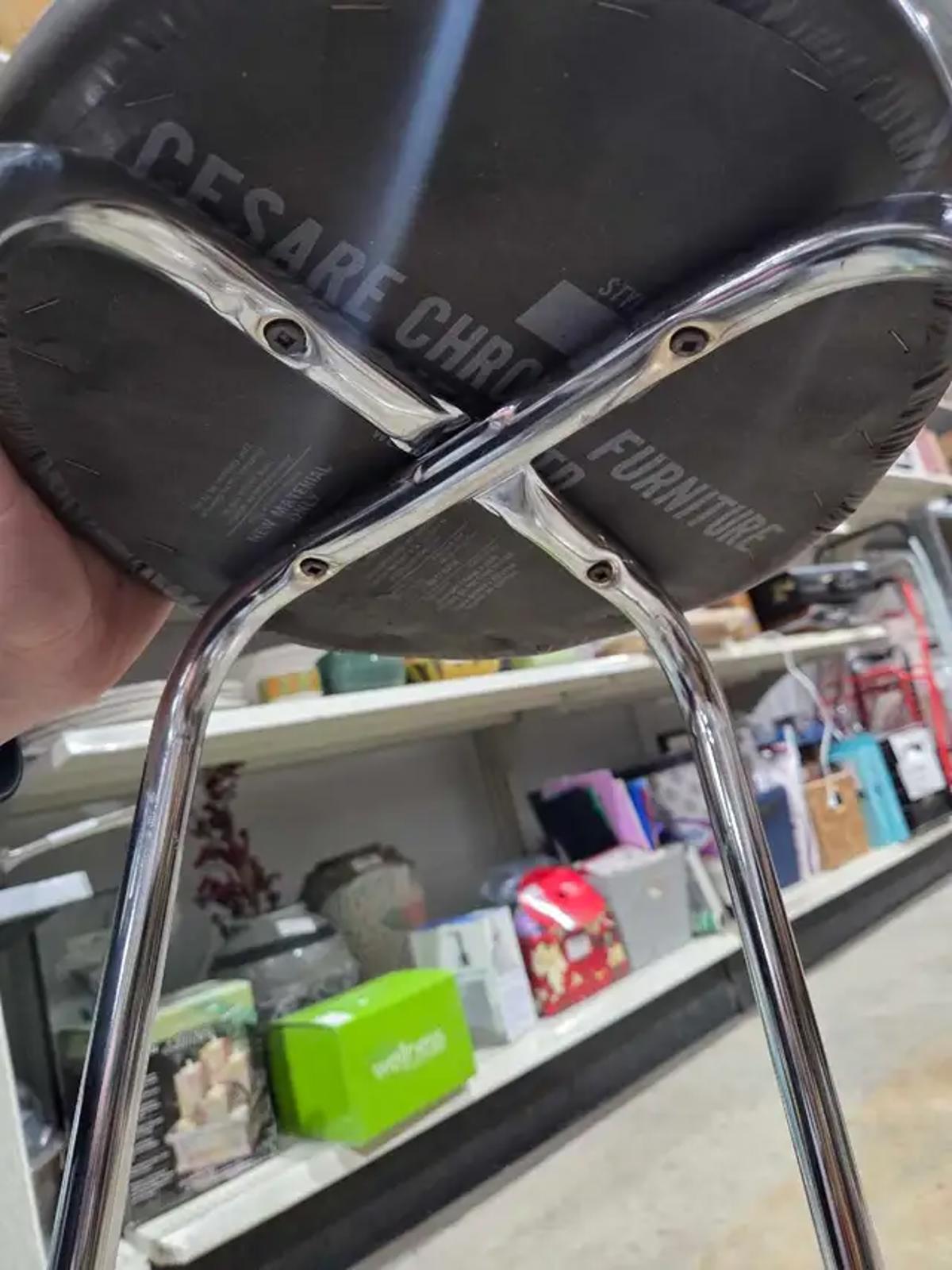 Vintage Cesare Chrome Stool - 28"
