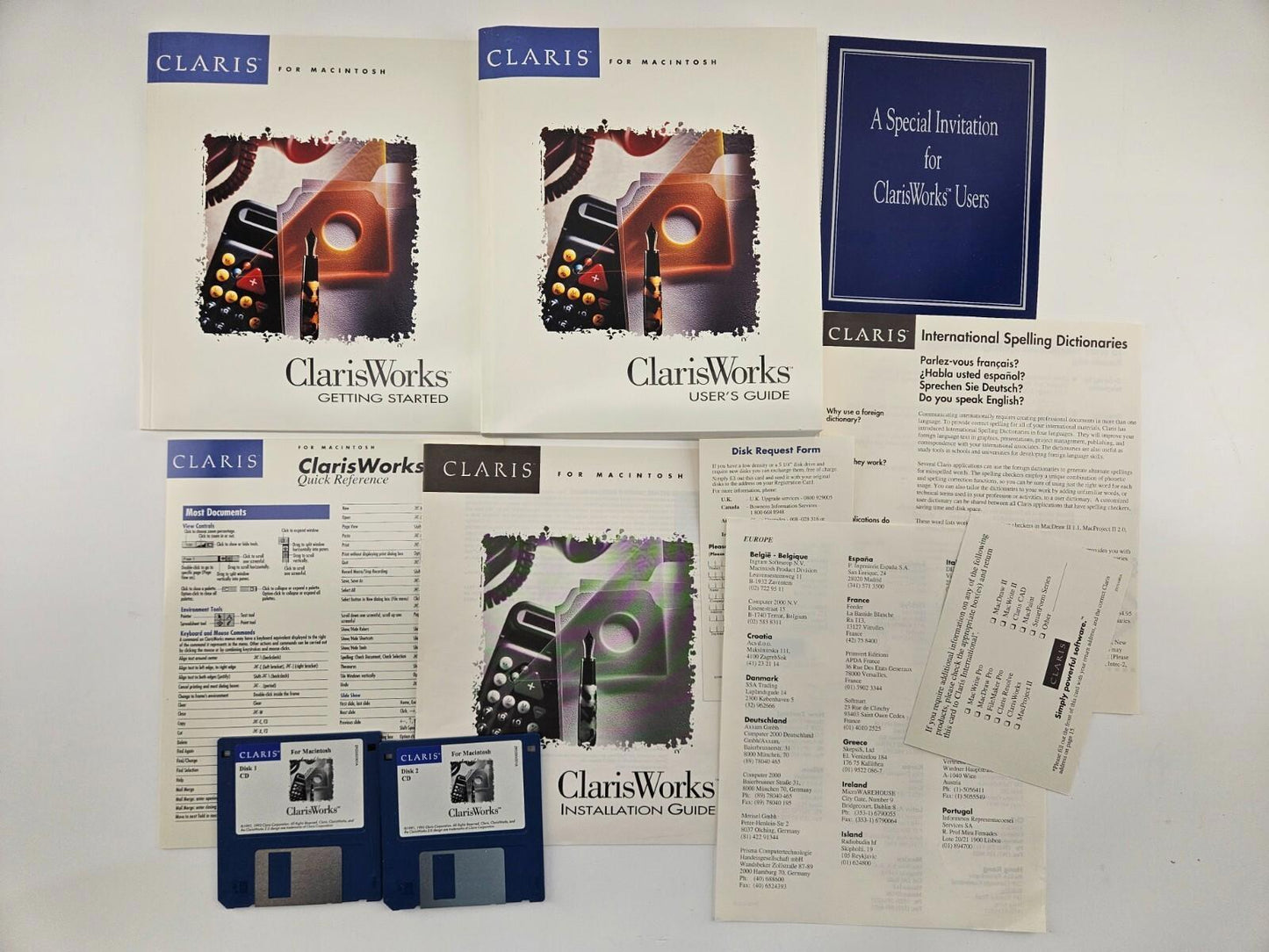 Claris Works For Macintosh 1993 3.5” Floppy Disks Power Mac Apple