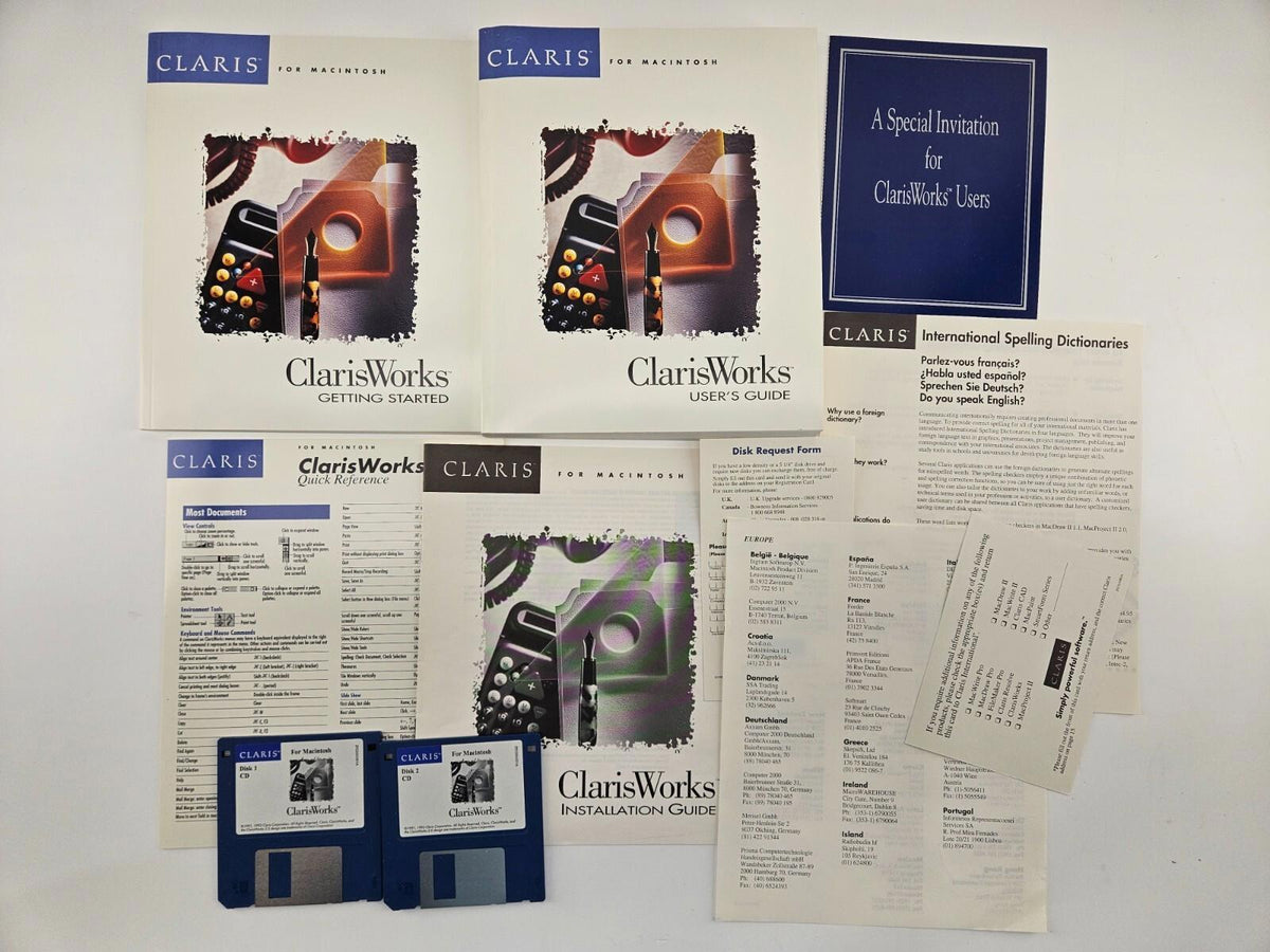 Claris Works pour Macintosh 1993 disquettes 3,5 pouces Power Mac Apple