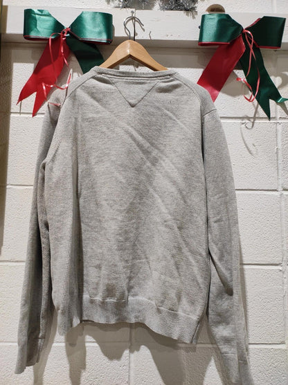 Men’s LARGE - Tommy Hilfiger Grey V-Neck Sweater Pullover Jumper