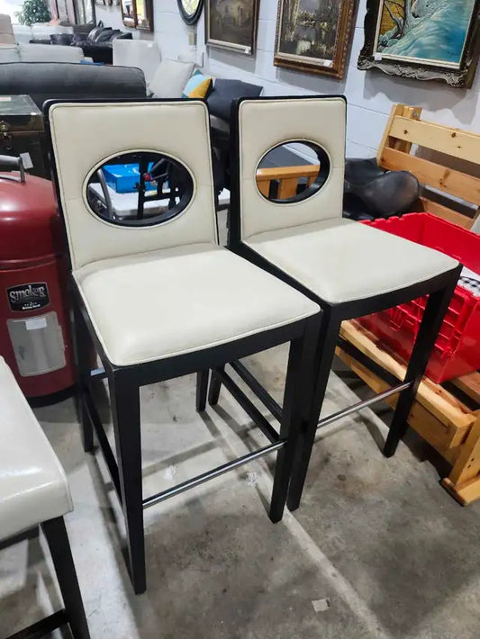 White/Black Faux Leather Bar Stools