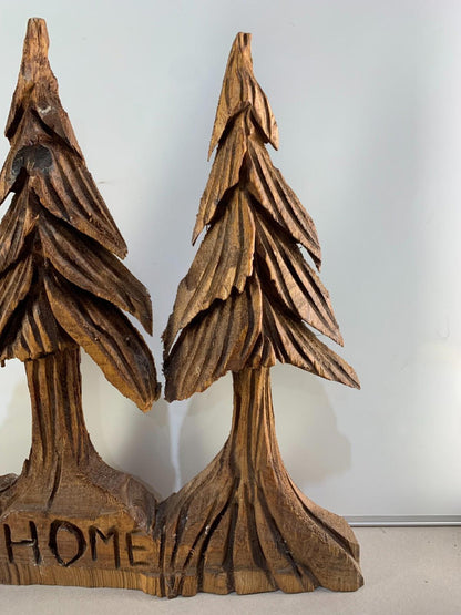 Hand carved Wooden Trees Home Decor By R. Cook