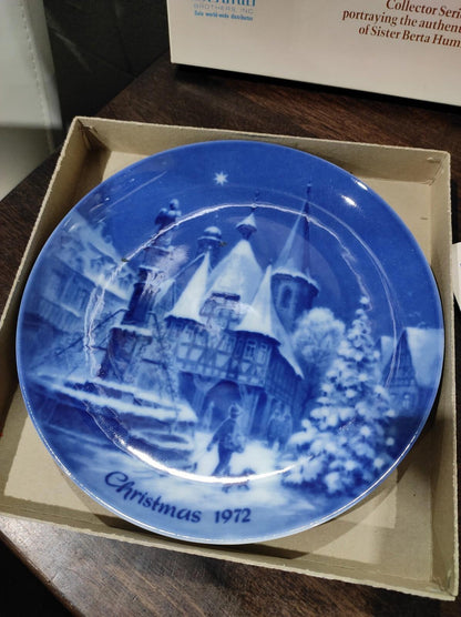 Schmid Christmas Plate 1972 Berlin Design Christmas Eve Blue China Plate W/box