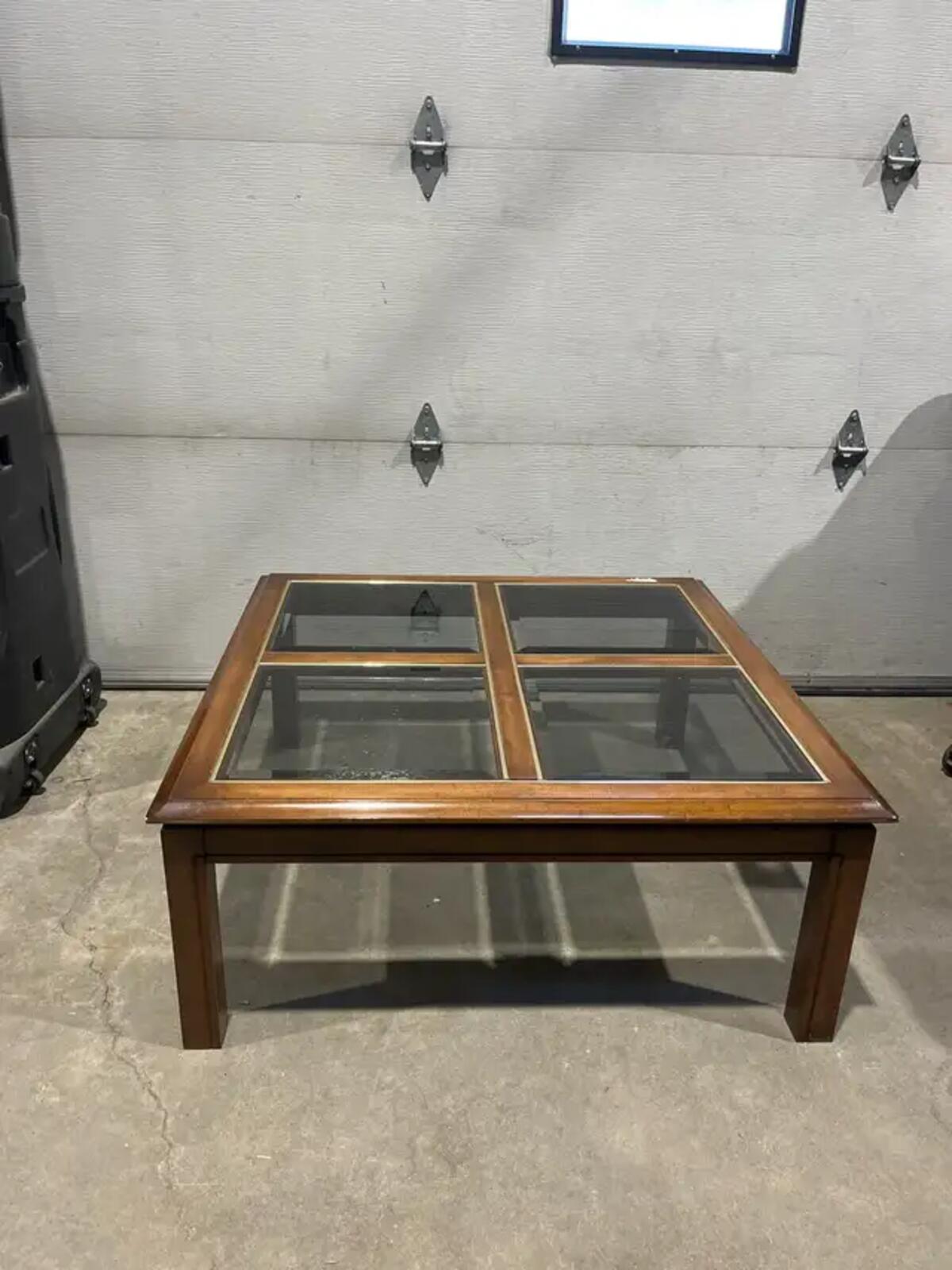 Vintage Wood and Glass Coffee Table