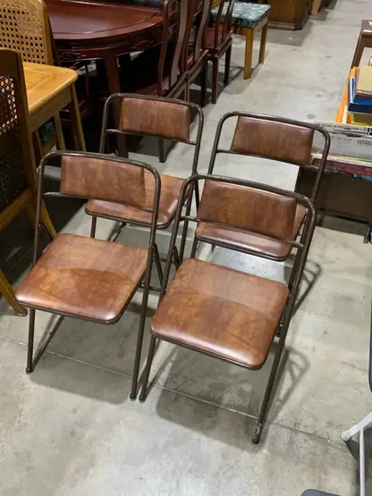 Set of 4 Vintage Brown Folding Chairs