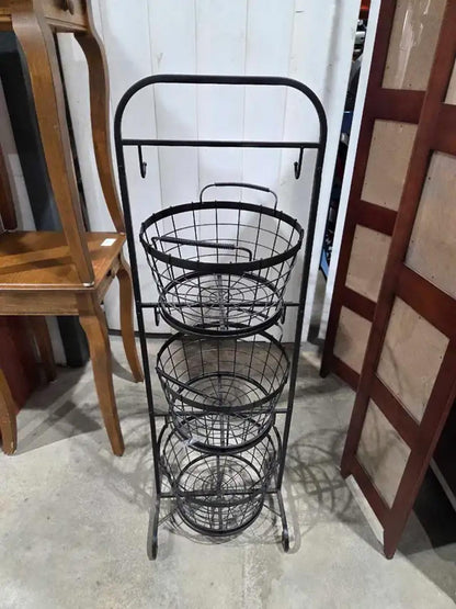 3-Tiered Metal Basket Stand