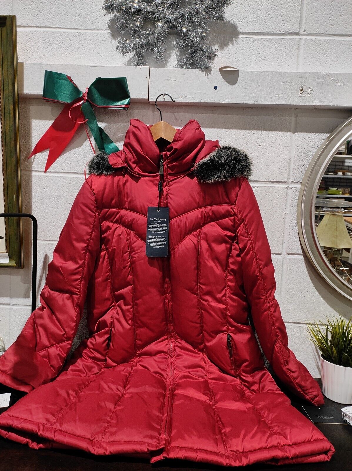 Overcoat Liz Claiborne Puffer Jackets Liz Claiborne Red Puffer