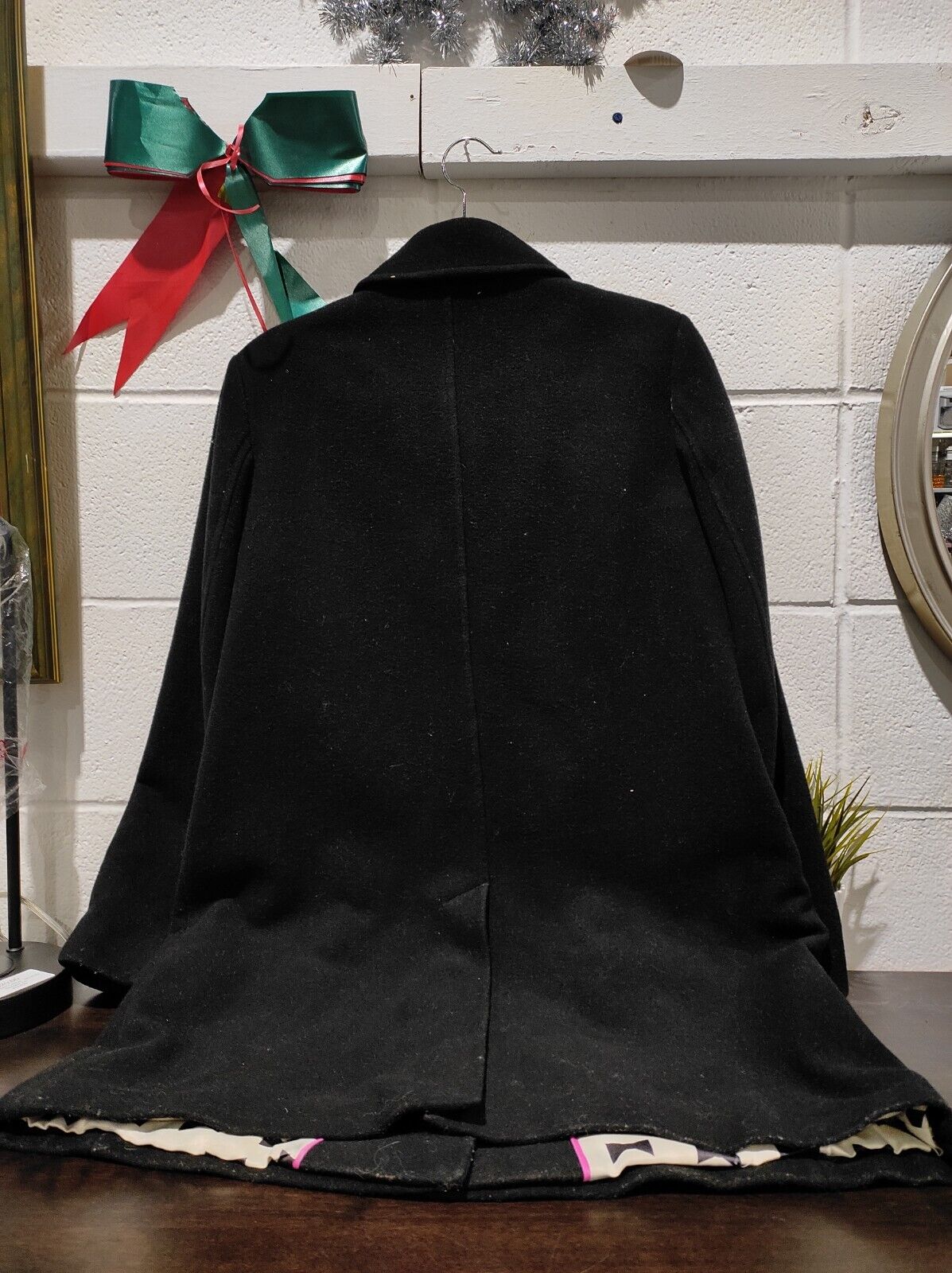 Kate Spade Black Wool Blend Coat w/ Bow Pockets Size- L