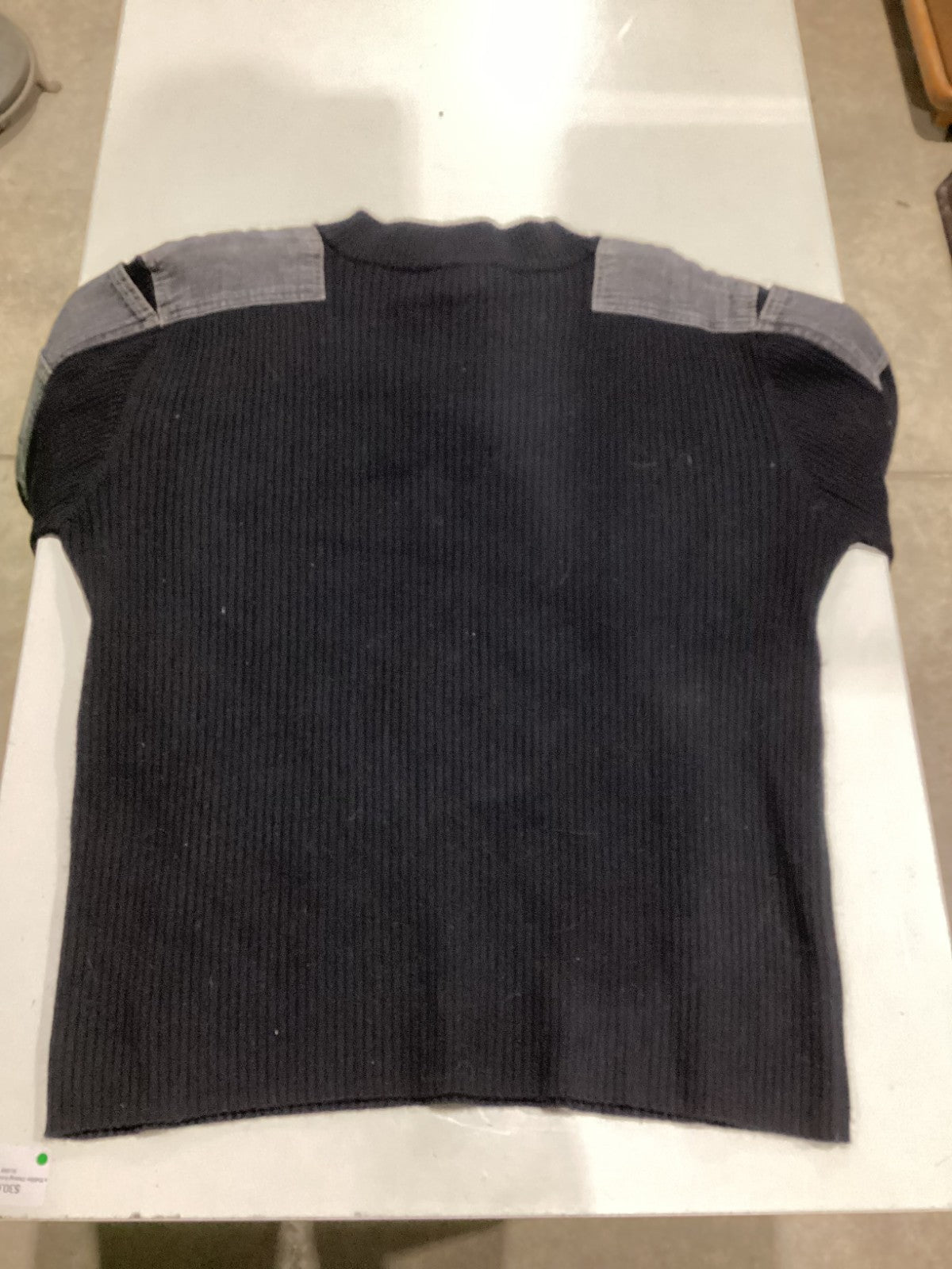 Black Sweater With Denim Details on the Shoulder