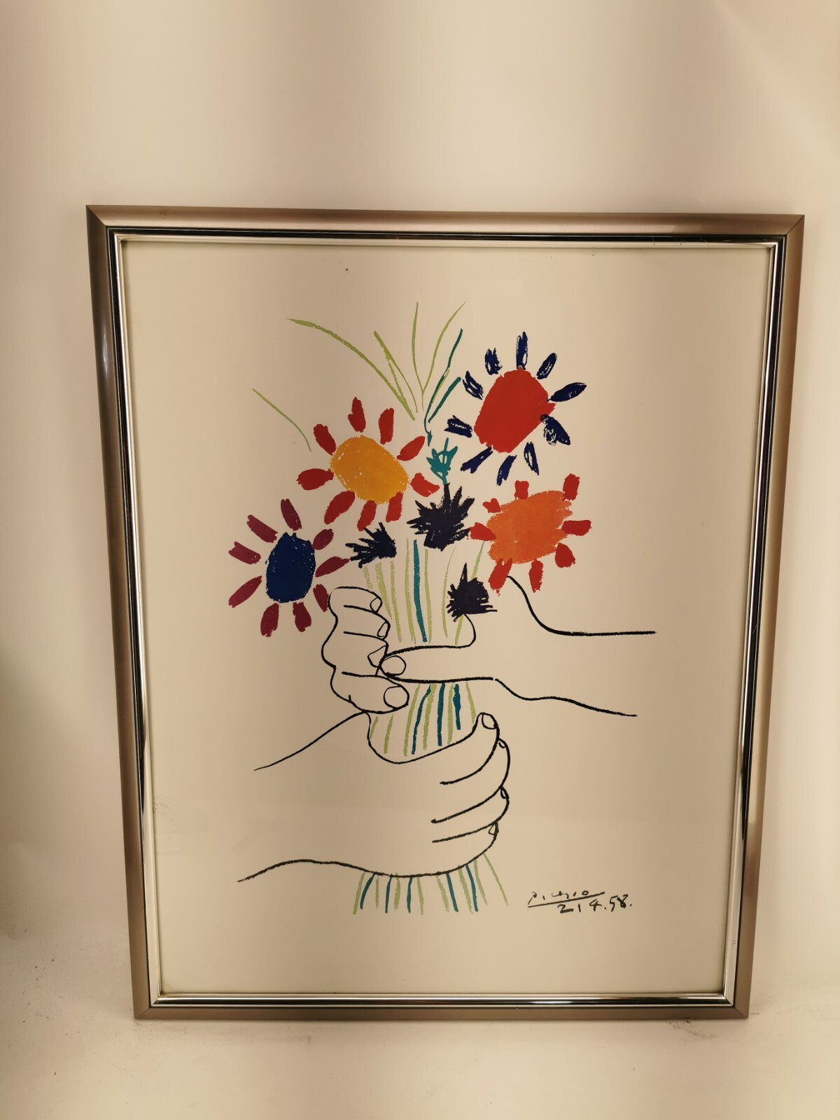 Pablo Picasso "Flowers in the Hands" Vintage Lithograph Art Print on heavy stock
