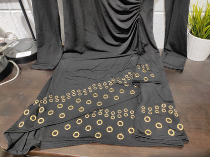 Michael Kors Black Dress - Faux Wrap - Grommet Hem - Large