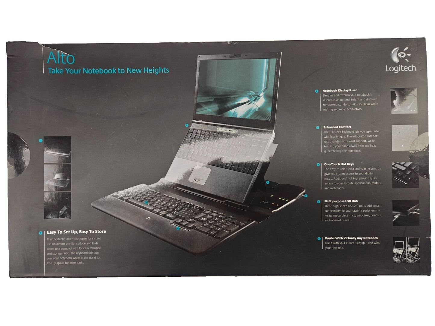 Logitech Alto Portable Notebook Stand with Integrated Keyboard - Elevate Your Mobile Workspace