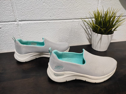 SKECHERS Women's Arch Comfort Slip On Athletic Shoes Sneaker ~ Gray US-7