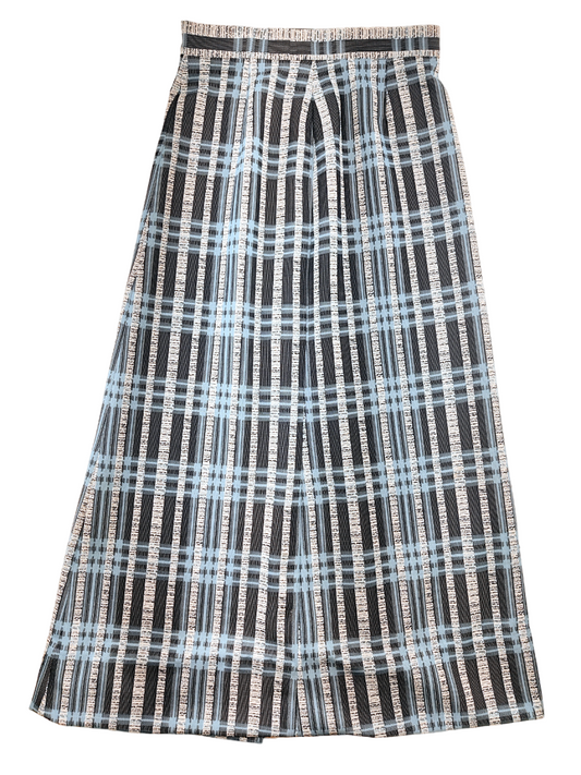 Unique Vintage Blue Patterned Maxi Skirt