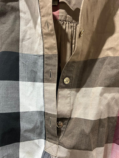 Burberry Kelsy Brown Check Cotton Belted Dress Size US 4