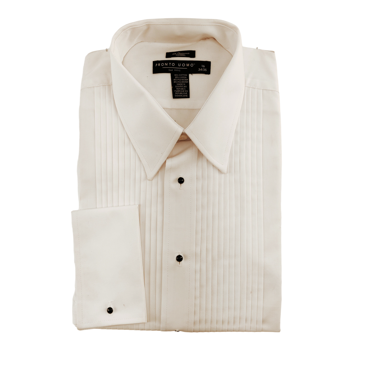 NWT Pronto Uomo Tuxedo Front White Dress Shirt Men's Size 16 34/35