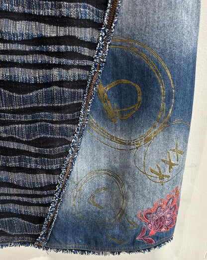 Desigual Denim Dress Size S Blue Mixed Media Artsy