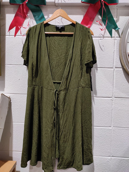 Lulus Wrap Dress Size L Harbor Point Olive Green  Preppy Feminine Gremlincore