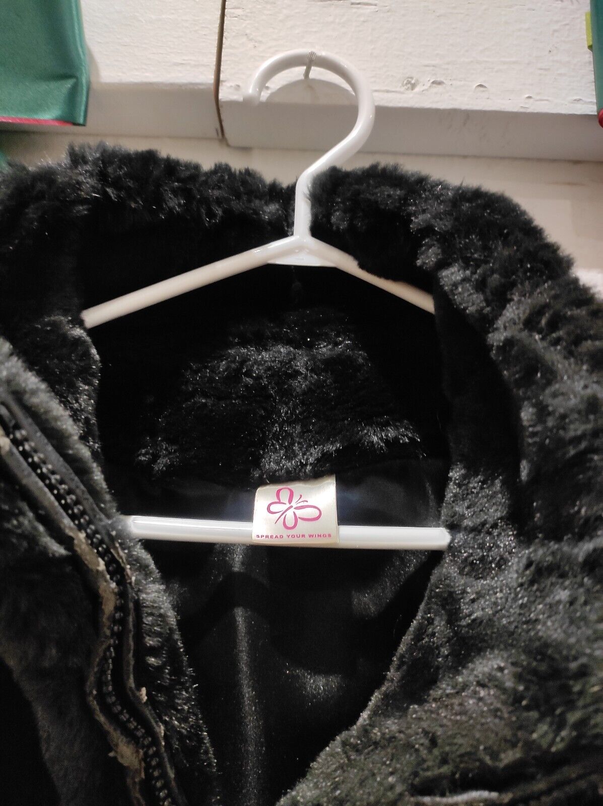 Coat Jacket Size XL/TG Women's Faux Fur Black Zip Damage By Zipper By Weekender