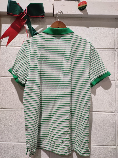 Nike Golf Standard Fit Dri-Fit Men's Green & White Striped Polo T-shirt