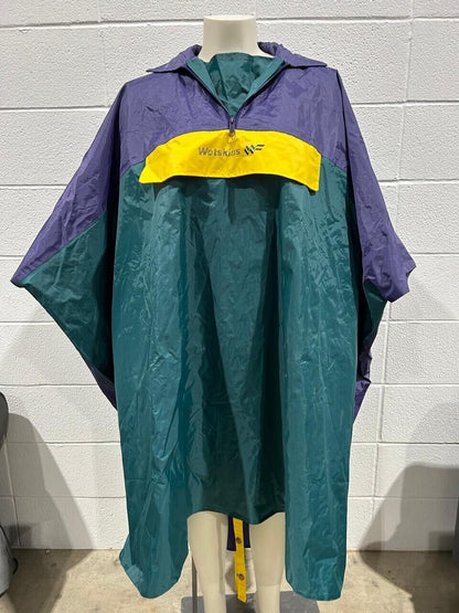 Vintage Wetskins 80's Rain Poncho One Size Purple/Yellow/Green