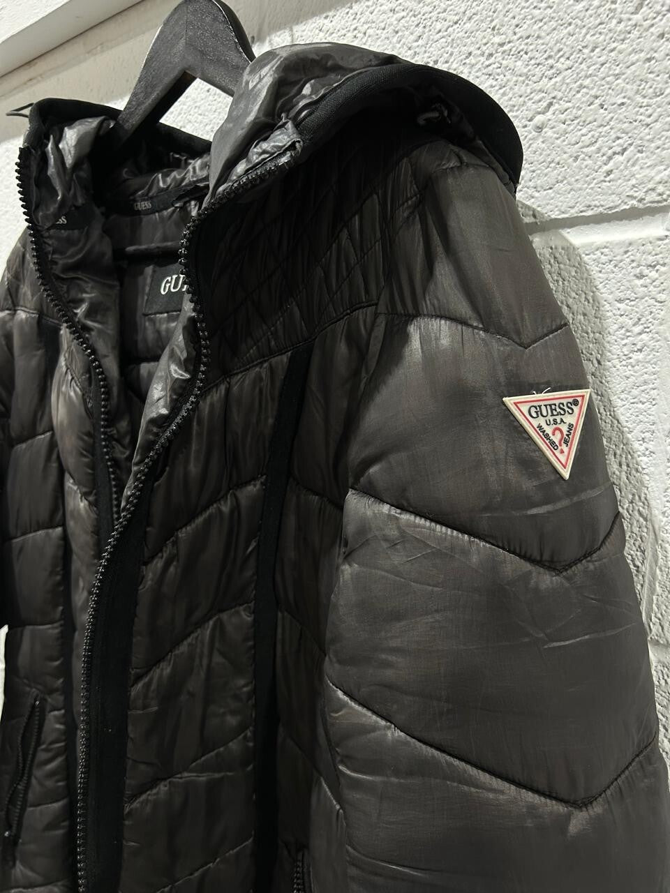 Guess Women's Puffer Black Jacket Size XL