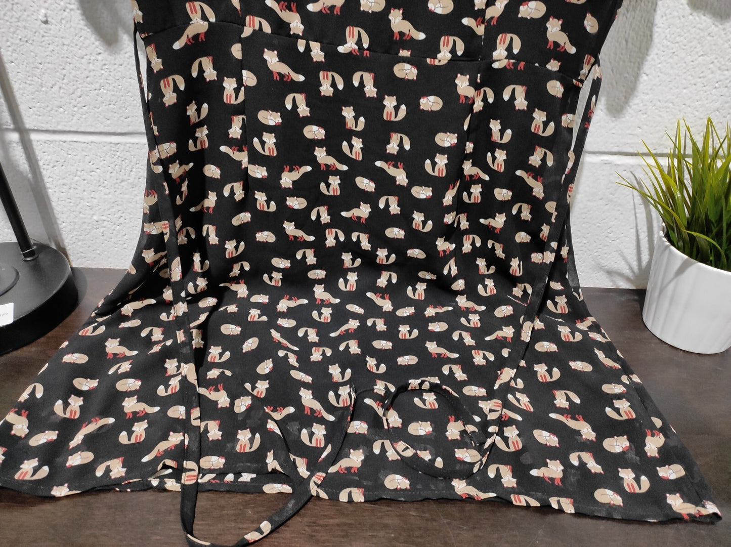 Gold Kid London Dress Women's Black Fox Print Size US- 6 Waist Lined