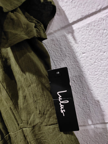 Lulus Wrap Dress Size L Harbor Point Olive Green  Preppy Feminine Gremlincore