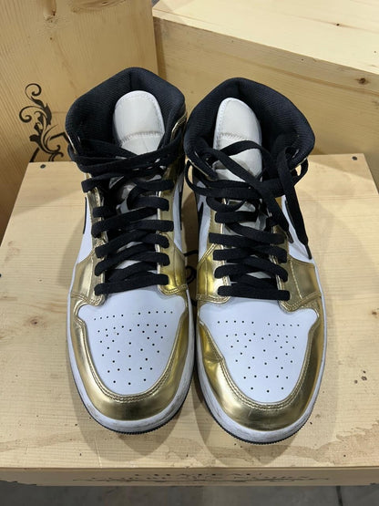 Nike Air Jordan 1 Mid Metallic Gold Black White Men's Size 11