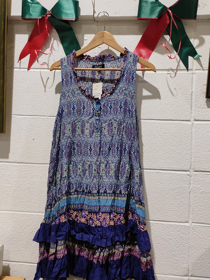 Papillon Tunic Dress Size L Women's Sleeveless Boho Aztec Flowy Lightweight