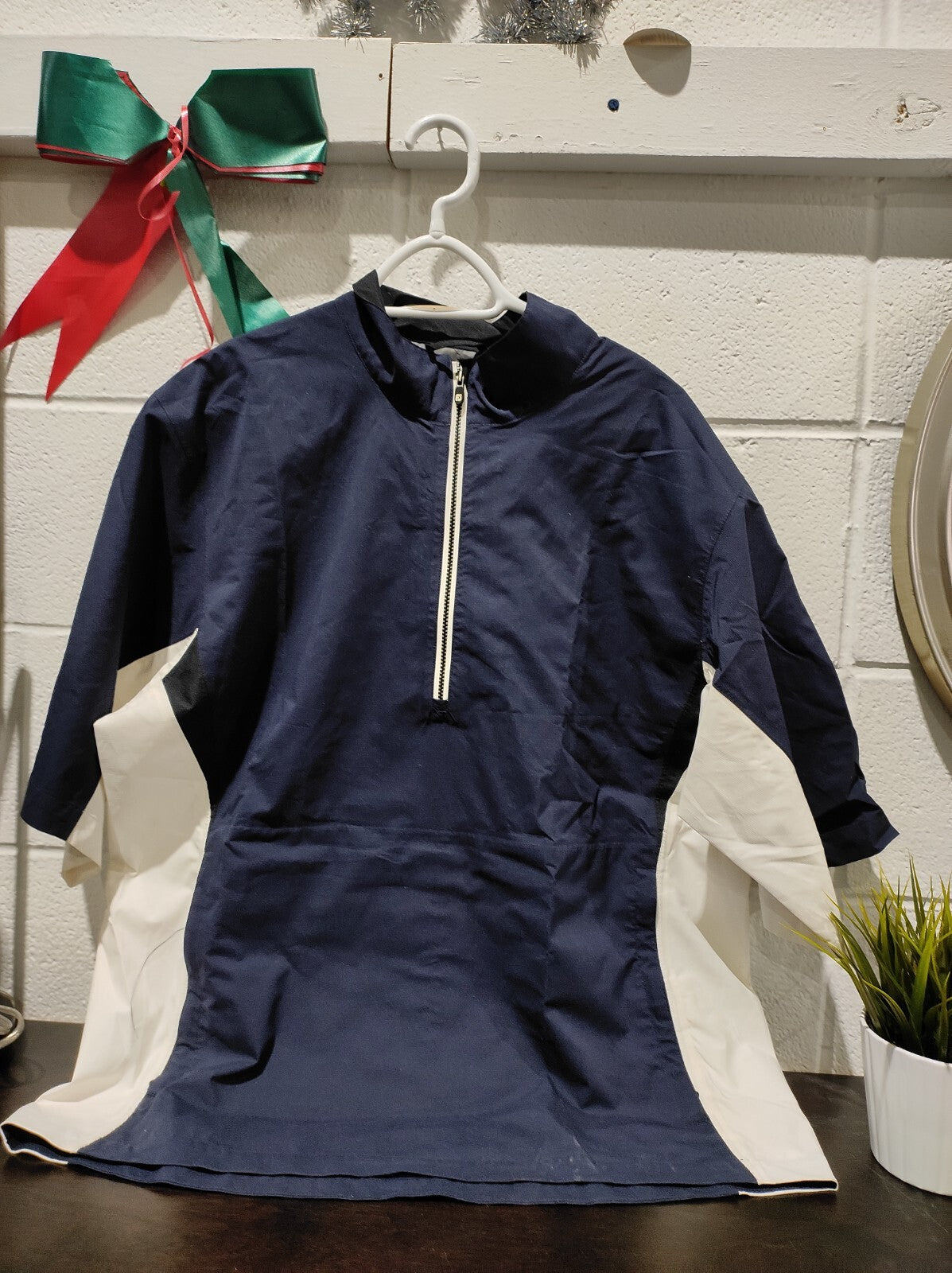 FJ Dryjoys Men Large Navy White Hydrolite Windbreaker 1/2 Zip Golf Wear