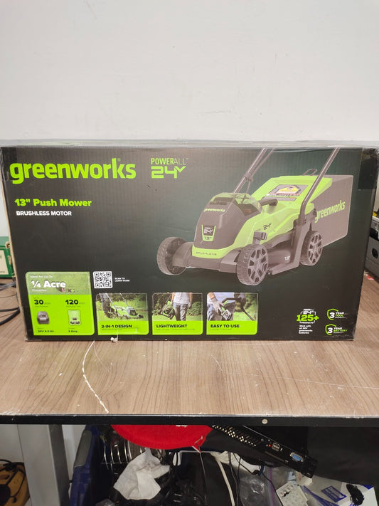Greenworks 24V 13Inch Cordless Lawn Mower + 4Ah USB Battery + Charger