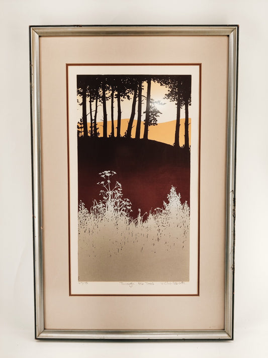 V. Charlesworth Print "Through the Trees" 69/175 Framed and Signed 21" x 33"